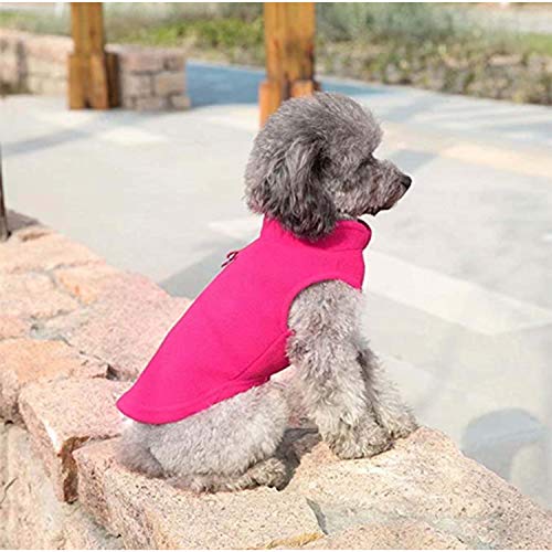 YAODHAOD Chaleco de forro polar para perros pequeños, chico o niña, chaqueta para perro con correa anillo de tamaño mediano perro gato perro chichita Chihuahua francés Bulldog Pug (L, rosa)