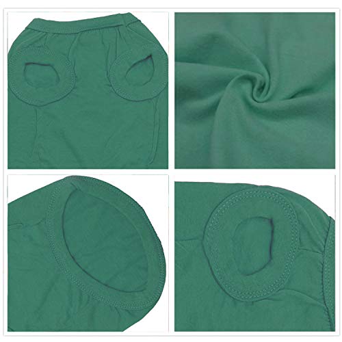 YAODHAOD Ropa de Perro de algodón de Color sólido Camisetas para Perros, Camisetas de algodón Suaves y Transpirables, Ropa para Perros pequeños, medianos, Gatos, (XL, Azul Claro + Verde Oscuro)