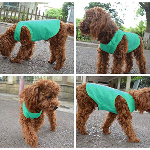 YAODHAOD Ropa de perro de algodón de color sólido Camisetas para perros, Camisetas de algodón suaves y transpirables, ropa para perros pequeños, medianos, gatos, 2 piezas (M, Azul claro + verde oscuro