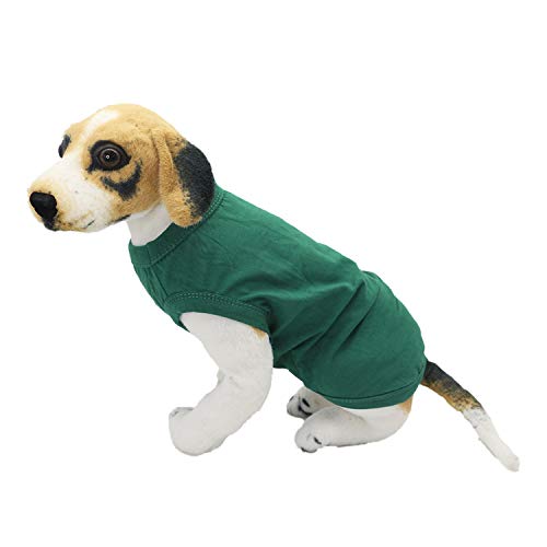 YAODHAOD Ropa de perro de algodón de color sólido Camisetas para perros, Camisetas de algodón suaves y transpirables, ropa para perros pequeños, medianos, gatos, 2 piezas (M, Azul claro + verde oscuro