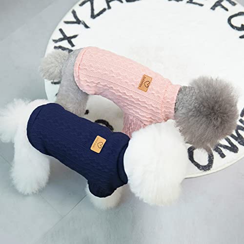 YAODHAOD Suéter para Perros pequeños, Invierno cálido para Mascotas, Jersey de Punto, Cuello Alto, Clima frío, para Mascotas, Abrigo, Cachorros, Gato, Sudadera (Rosado, M)