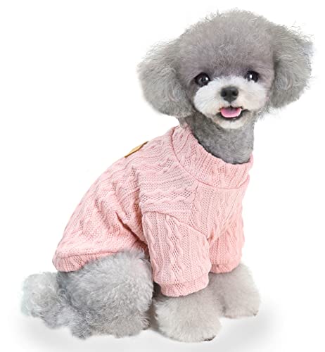 YAODHAOD Suéter para Perros pequeños, Invierno cálido para Mascotas, Jersey de Punto, Cuello Alto, Clima frío, para Mascotas, Abrigo, Cachorros, Gato, Sudadera (Rosado, M)