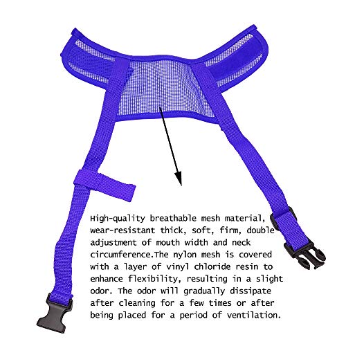 YAODHAOD Yahoo Bozales de Boca de Perro Transpirable de Malla de Nylon,Cubierta de Boca de Mascota, para Evitar Morder y Gritar para Evitar Comer Accidentalmente(XXL, Azul)