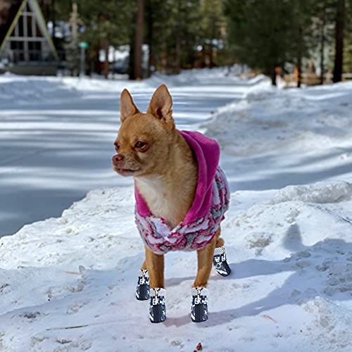 YAODHAOD Zapatos para Perros, Protector de Patas de Invierno cálido, Botas de Nieve Resistentes, Zapatos Antideslizantes para Cachorros (Estrellas Blancas, 4)