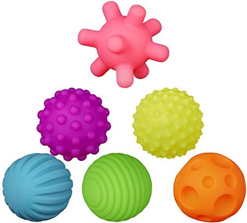 Yarchonn Bolas de juguete chirriantes para masticar perros, 6 paquetes de juguetes duraderos para masticar, pelotas flotantes para perros que juegan, nadar, perseguir y entrenar (color frío)