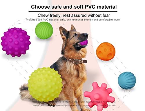 Yarchonn Bolas de juguete chirriantes para masticar perros, 6 paquetes de juguetes duraderos para masticar, pelotas flotantes para perros que juegan, nadar, perseguir y entrenar (color frío)