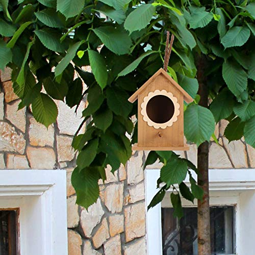 YARNOW Casita de Madera para Pájaros Casita para Pájaros Colgante para El Exterior Casita para Pájaros Decorativa Nido de Pájaros con Bebedero para Pájaros para Jardín (Café)