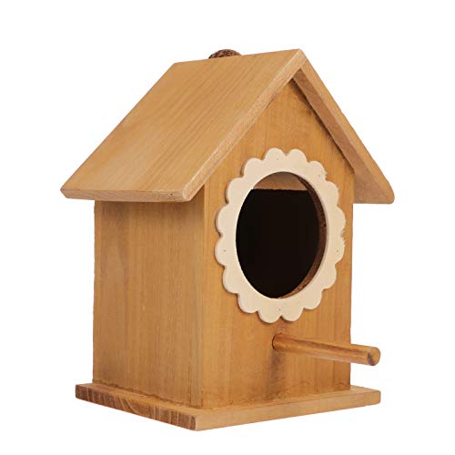 YARNOW Casita de Madera para Pájaros Casita para Pájaros Colgante para El Exterior Casita para Pájaros Decorativa Nido de Pájaros con Bebedero para Pájaros para Jardín (Café)