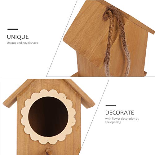 YARNOW Casita de Madera para Pájaros Casita para Pájaros Colgante para El Exterior Casita para Pájaros Decorativa Nido de Pájaros con Bebedero para Pájaros para Jardín (Café)