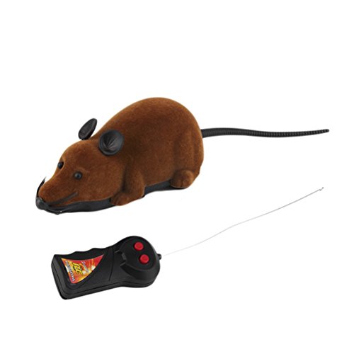 YeahiBaby Ratón de Control Remoto Eléctrico Juguete para Gatos Perros Mascotas Regalo de Niños Oído Negro Marrón