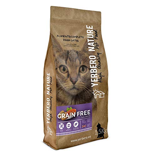 YERBERO Nature Cats Grain Free Salmon Comida para Gatos SIN Cereales 1,5kg