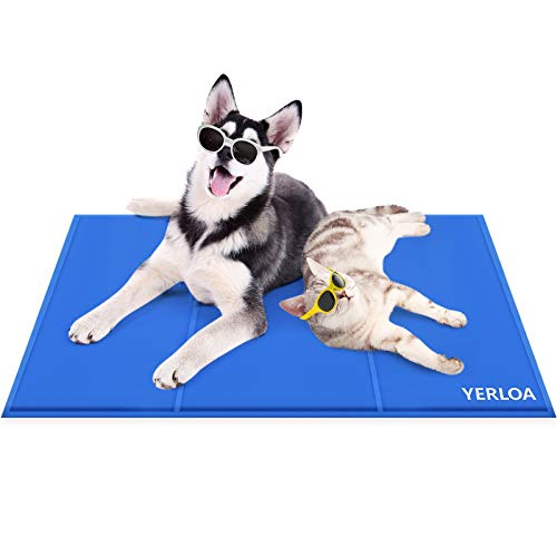 Yerloa Alfombrilla de refrigeración para Mascotas Alfombrilla de refrigeración automática para Perros Alfombrilla de refrigeración para Perros Alfombrilla Fresca para Perros (90 * 50 cm) (Medio)