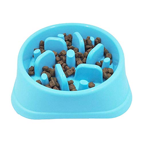 YFOX Tazón de alimentación Lenta para Perros y Gatos, Antideslizante, Materiales ecológicos, ralentizar la Ingesta de Alimentos, alimentador Lento para Mascotas 18.5x45cm (Azul)