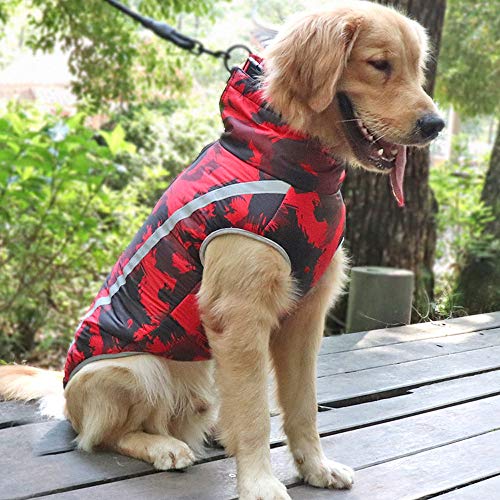 YHSW Ropa para Mascotas,Chaqueta Abrigada de Invierno,Chaleco Polar Reflectante Nocturno a Prueba Viento,Ropa Invierno Mascotas algodón Perros/medianos Grandes Deportiva (Graffiti Rojo,Verde)