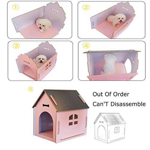 YHWD Casa De Grande Interior, Caja De Madera Perros Ventana Abrible Caseta De Perros, Casa De Al Aire Libre para Perros PequeñOs Gatos,Original Wood,L