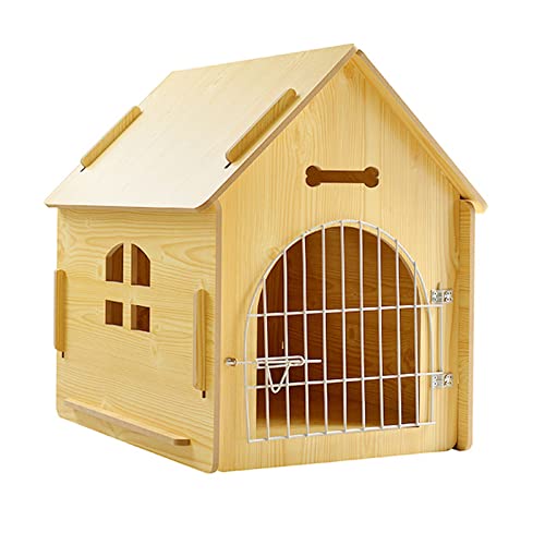 YHWD Casa De Grande Interior, Caja De Madera Perros Ventana Abrible Caseta De Perros, Casa De Al Aire Libre para Perros PequeñOs Gatos,Original Wood,M