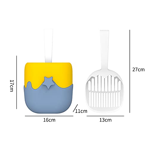 YIDAI Pala de arena para gatos, pala de arena de plástico, pala para gatos con soporte, cuchara de arena para gatos con soporte de forma de helado para mascotas, gatito (azul amarillo)