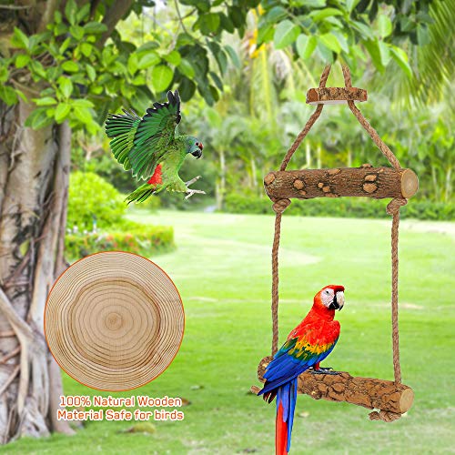 Yideng Juguete de soporte para pájaros, juguetes de madera natural con gancho para colgar, columpio de loro duradero para pájaros columpios de pájaros para entrenamiento de loros de pollo pequeño