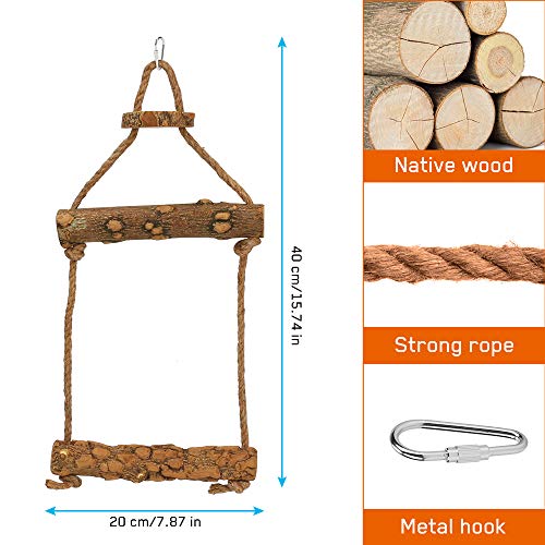 Yideng Juguete de soporte para pájaros, juguetes de madera natural con gancho para colgar, columpio de loro duradero para pájaros columpios de pájaros para entrenamiento de loros de pollo pequeño