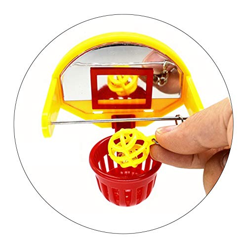 YiFeiCT Juguete de entrenamiento para loros, pájaros, juguete divertido para loros, pájaros, mini aros, baloncesto, periquito, campana, juguete para masticar