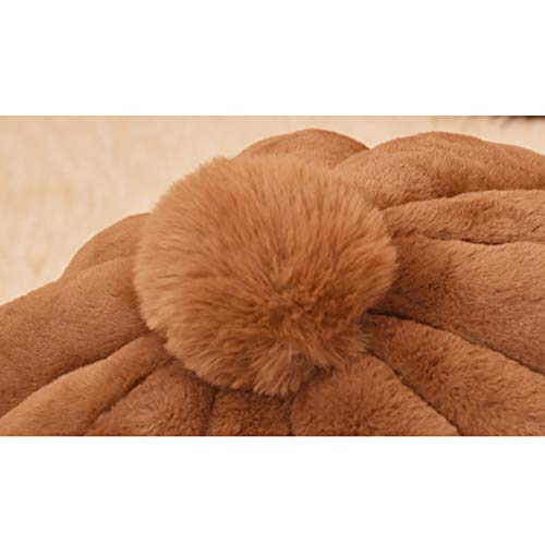 yijkgfh Semi-Cerrado Redonda Cama para Perros Perro Gato, Cálido Otoño Invierno Camas De Gato para Perros Tienda De Mascotas Cueva Cama Calabaza Forma Suave Cama-Tostado Claro 48x40cm(19x16inch)