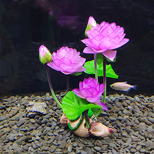 Yinuoday Acuario Artificial Flor de Loto Decoración del Tanque de Peces Planta Acuática Hierba de Agua Planta de Acuario para La Piscina de Jardín Decoración del Tanque de Peces