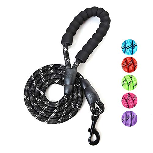 Yisatann Correa de Perro Correa Reflectante para Perros Cuerda de Nylon Negro Correr para Mascotas Correas de Seguimiento Perro Largo de Plomo Cuerda para Escalar montañas