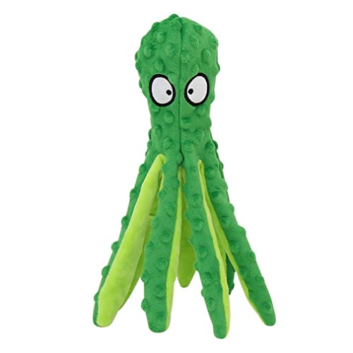 YLWL Juguete de Peluche para Mascotas Piel de Pulpo Rompecabezas para Perros Juguete con Sonido Anti-mordida Pulpo Muñeca para Mascotas Verde