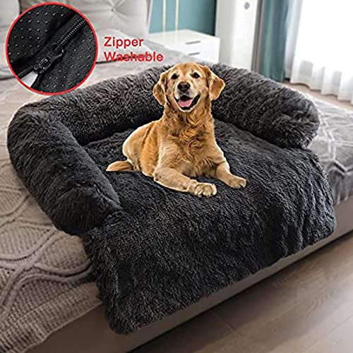 Yokbeer Cama Ortopédica para Perro de Felpa para Sofá, Sofá Cama para Perro para Protección de Sofá, Cama para Mascotas de Piel Muy Suave, Lavable, Almohada, Protección de Muebles, Cama para Mascotas