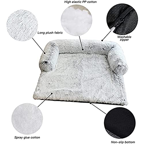 Yokbeer Cama Ortopédica para Perro de Felpa para Sofá, Sofá Cama para Perro para Protección de Sofá, Cama para Mascotas de Piel Muy Suave, Lavable, Almohada, Protección de Muebles, Cama para Mascotas