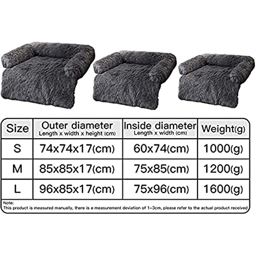 Yokbeer Cama Ortopédica para Perro de Felpa para Sofá, Sofá Cama para Perro para Protección de Sofá, Cama para Mascotas de Piel Muy Suave, Lavable, Almohada, Protección de Muebles, Cama para Mascotas