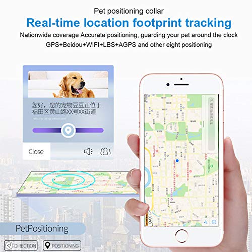 YONGQING Localizador GPS para Mascotas para Perros,Dispositivo Seguimiento en Tiempo Real con Collar,Monitor Actividad localizador buscador Perros y Gatos,localizador Inteligente con Carga USB