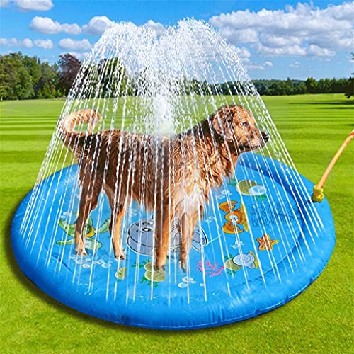 Yousiju Piscina de balancín para Perros Playa de césped al Aire Libre Mar Césped Inflable Agua Spray Sprinkler Play Pad Mat Bañera de baño Piscina para Mascotas