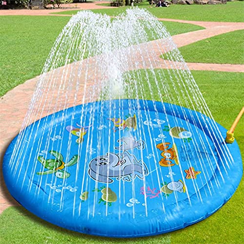 Yousiju Piscina de balancín para Perros Playa de césped al Aire Libre Mar Césped Inflable Agua Spray Sprinkler Play Pad Mat Bañera de baño Piscina para Mascotas