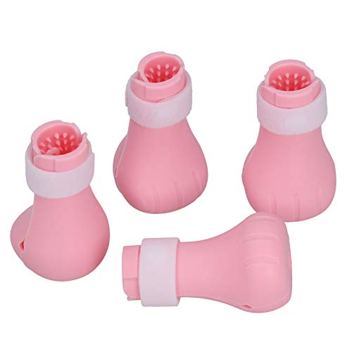 YOUTHINK Silicona Anti-arañazos Zapatos para Gatos Botas Cubierta para uñas de Gato Protector de Patas para bañarse Afeitarse Aseo de Mascotas Rascarse Botines(Rosado)