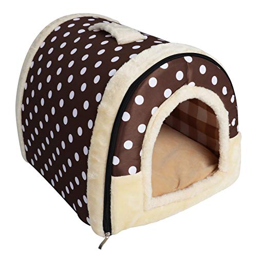 YouthUnion Cama para Mascota, Casa Estera Casera Diseño de Triángulo Edredón Máquina Saco de Dormir Caliente Lavable Cómoda para Gatito Gatos Perros Cachorro Conejo Invierno (S, Color 2)