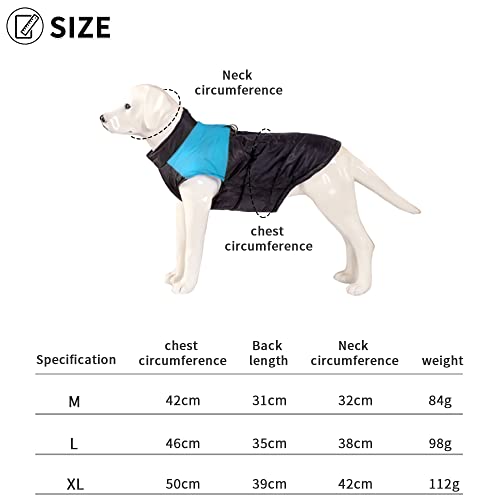 YOUYIKE Chaqueta de Invierno para Perros, Chaqueta Cálida para Mascotas, Abrigo para Perro Impermeable, Abrigo para Perros Chaqueta Cálida para Perros Pequeños y Medianos (M, Azul)