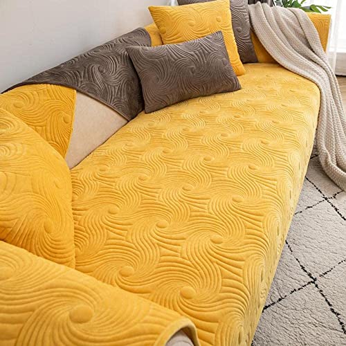 YQJYMFZ Protector Lavable para Muebles para Mascotas, Funda de sofá Acolchada de Terciopelo Grueso, Funda Protectora para sofá de Mascotas, Perros, Amarillo, 35 x 83 Pulgadas