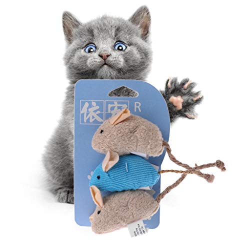 YU-HELLO Juego de 3 piezas de juguete para gatos con forma de rata, gato y gatito, rascador de peluche