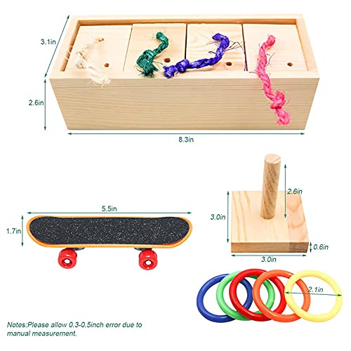 Yudanny Juego de 3 Piezas de Loro de Juguete Loro de Inteligencia de Juguete de Entrenamiento de Juguete de Bucles de Entrenamiento de Juguete de Monopatín Loro Juguetes de Comida