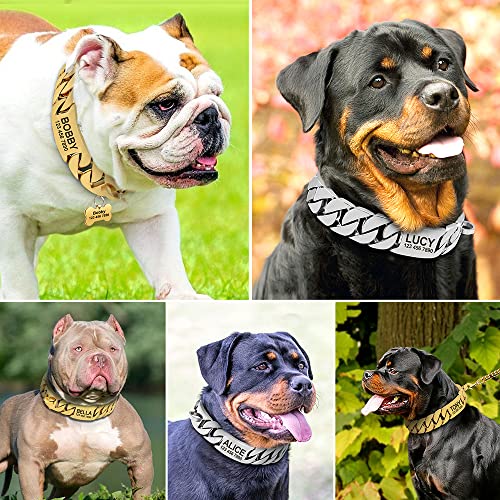 YUEHAN Collar De Perro Collar De Perro De Metal Personalizado Cadena De Acero Inoxidable Martingala Collar Personalizado De Seguridad para Perros Medianos Grandes Bully Dogs Doberman