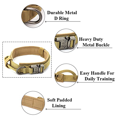 YUEHAN Collar De Perro Collar Táctico para Perros, Nombre Personalizado Gratis, Nailon Ajustable Duradero Militar para Mascotas Medianas Grandes, Entrenamiento De Pastor Alemán, Caza