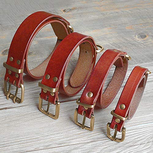 YUEHAN Collar De Perro Los Mejores Collares De Cuero Genuino De Lujo para Perros para Mascotas para Pit Bull, Pastor Alemán, Labrador con Anillo En D Duradero Y Hebilla S/M/L/XL Negro