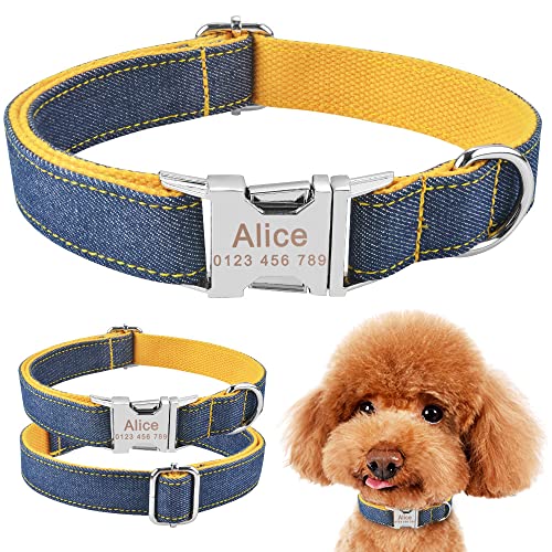 YUEHAN Collar De Perro Nombre De La Etiqueta del Perrito del Collar del Perro del Animal Doméstico Grande Pequeño Floral Rojo Grabado Gratis