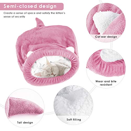 Yuehuam Saco de Dormir para Gatos Cama para Mascotas Suave Y Cálida con Orejas Lindas Y Cola Bolsa de Saco de Gatito Cueva Autocalentable para Cachorros Pequeños