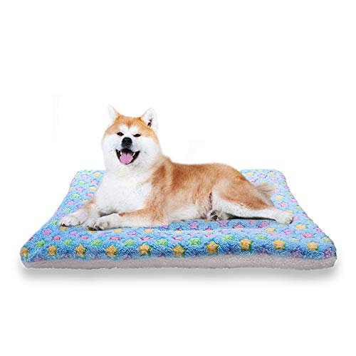 YUHUAWYH Manta para Perros Fluffy Fleece Fabric Suave y Grueso la Cama para Perros es Lavable a Máquina Adecuada para Gatos Perros y Otros Animales/XL: 100 * 75CM, Azul