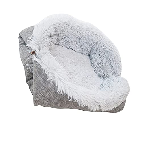 Yumech Cama para Mascotas 2 en 1 Almohadilla de Felpa Suave Y Cama para Donuts Nido de Gato de Invierno Cojín para Mascotas Almohada para Dormir Casa Colchón para Gatitos Cachorro