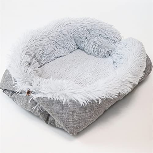 Yumech Cama para Mascotas 2 en 1 Almohadilla de Felpa Suave Y Cama para Donuts Nido de Gato de Invierno Cojín para Mascotas Almohada para Dormir Casa Colchón para Gatitos Cachorro