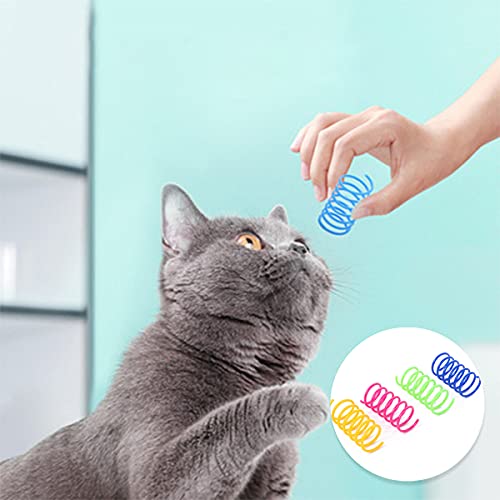 YUTOU 20 piezas Cat Spring Juguetes 4 Colores Coloridos Creativos Plástico Espiral Gato Juguete Duradero Interactivo para Gato Gato Gato Gato Gato Mascotas Juguetes en Espiral Plumas