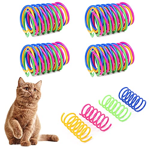 YUTOU 20 piezas Cat Spring Juguetes 4 Colores Coloridos Creativos Plástico Espiral Gato Juguete Duradero Interactivo para Gato Gato Gato Gato Gato Mascotas Juguetes en Espiral Plumas